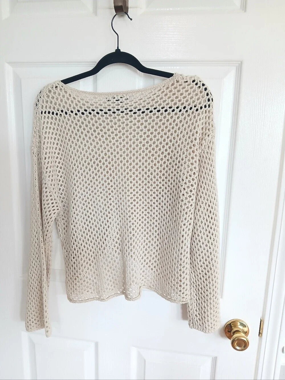 Forever 21 Open-Knit Scoop Neck Sweater in Cream Boho Beach Coastal Grunge